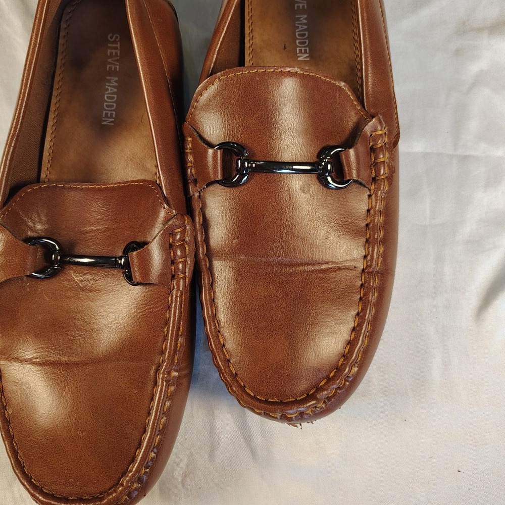 Steve Madden Driving Loafers Mens Brown Good Bit Detail Moc Toe Slip On Shoes